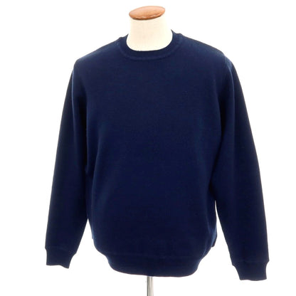 【中古】バーニーズニューヨーク BARNEYS NEWYORK ウールアクリルコットン クルーネック プルオーバーニット ネイビー【サイズL】【 状態ランクC 】【 メンズ 】