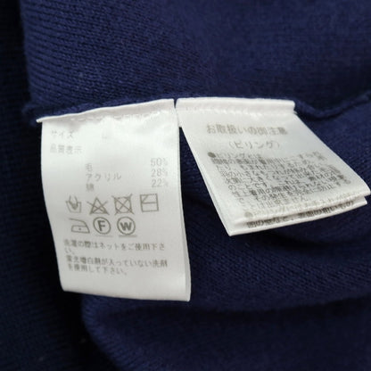 【中古】バーニーズニューヨーク BARNEYS NEWYORK ウールアクリルコットン クルーネック プルオーバーニット ネイビー【サイズL】【 状態ランクC 】【 メンズ 】