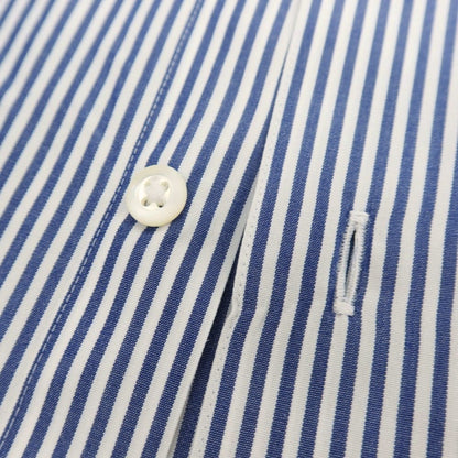 【中古】ミツコシ MITSUKOSHI コットン ストライプ ホリゾンタルカラー ドレスシャツ ネイビーxホワイト【サイズ表記なし（M位）】【 状態ランクB 】【 メンズ 】