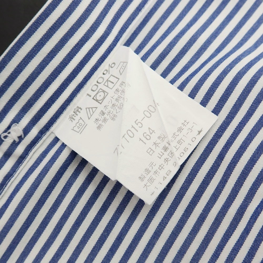 【中古】ミツコシ MITSUKOSHI コットン ストライプ ホリゾンタルカラー ドレスシャツ ネイビーxホワイト【サイズ表記なし（M位）】【 状態ランクB 】【 メンズ 】