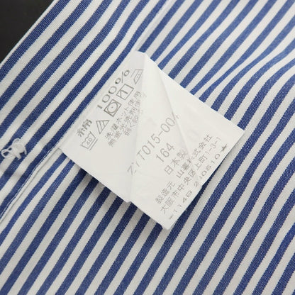 【中古】ミツコシ MITSUKOSHI コットン ストライプ ホリゾンタルカラー ドレスシャツ ネイビーxホワイト【サイズ表記なし（M位）】【 状態ランクB 】【 メンズ 】