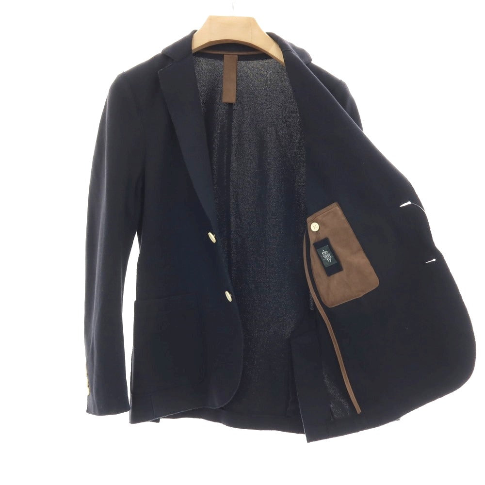 【中古】イレブンティ eleventy コットンポリエステル ジャージー 2B テーラードジャケット ネイビー【サイズ42 8R】【 状態ランクB 】【 メンズ 】