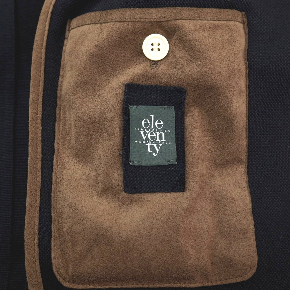 【中古】イレブンティ eleventy コットンポリエステル ジャージー 2B テーラードジャケット ネイビー【サイズ42 8R】【 状態ランクB 】【 メンズ 】