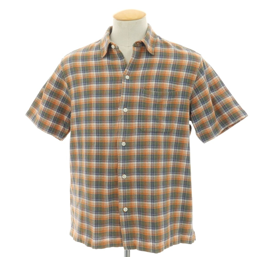 【中古】シュプリーム Supreme 2022年春夏 Plaid S/S Shirt コットン チェック 半袖シャツ オレンジxオリーブ【サイズS】【 状態ランクB 】【 メンズ 】