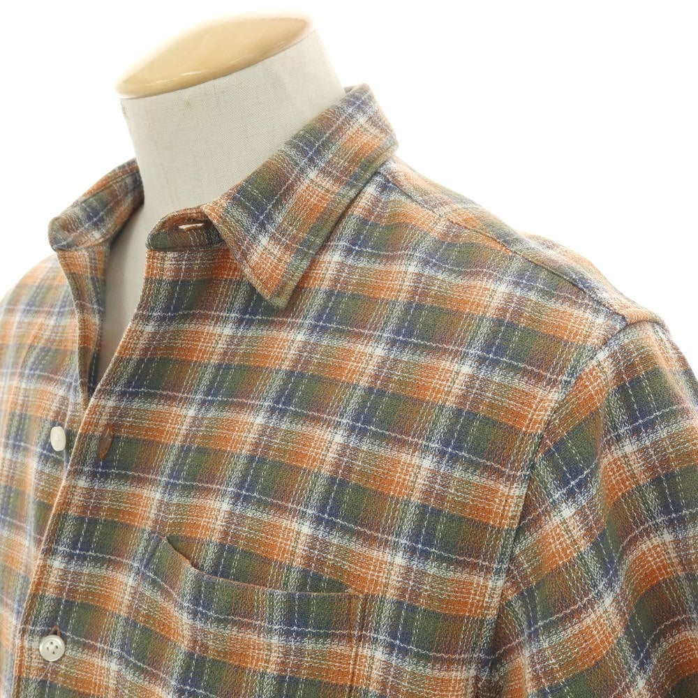 【中古】シュプリーム Supreme 2022年春夏 Plaid S/S Shirt コットン チェック 半袖シャツ オレンジxオリーブ【サイズS】【 状態ランクB 】【 メンズ 】