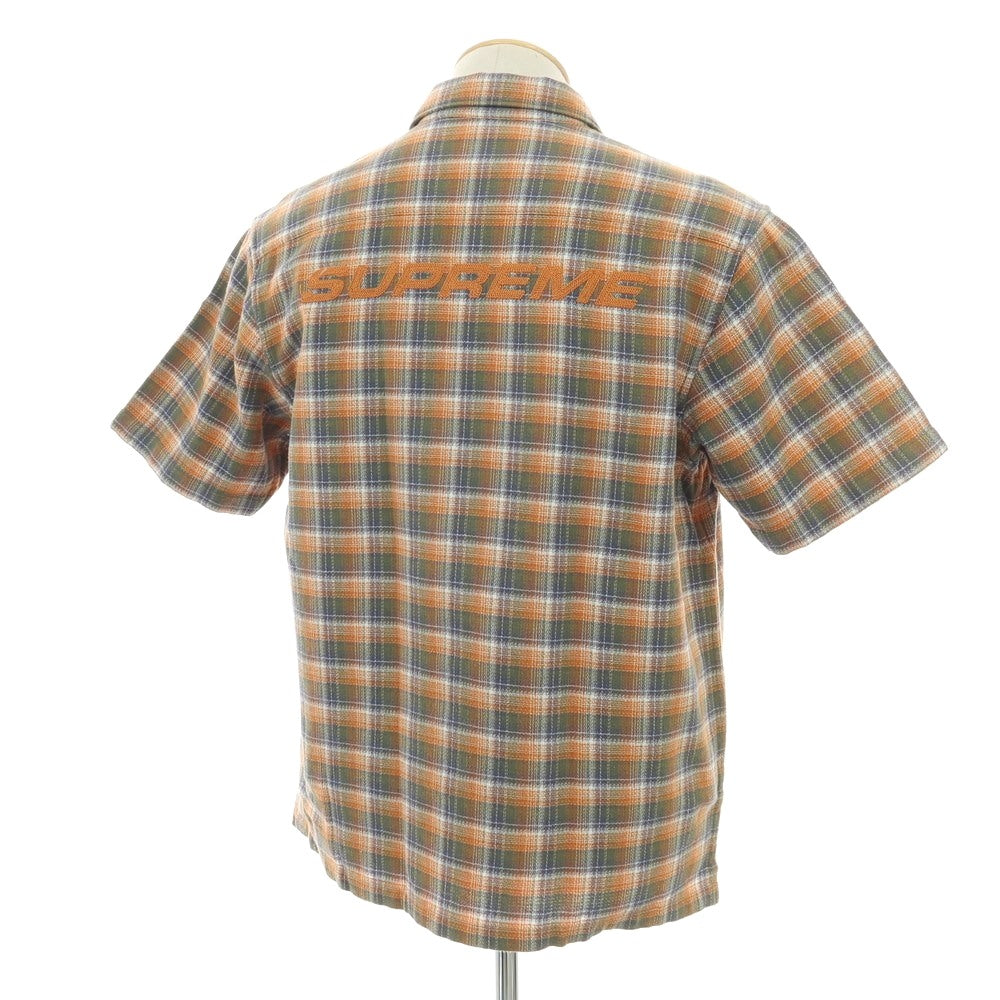 【中古】シュプリーム Supreme 2022年春夏 Plaid S/S Shirt コットン チェック 半袖シャツ オレンジxオリーブ【サイズS】【 状態ランクB 】【 メンズ 】
