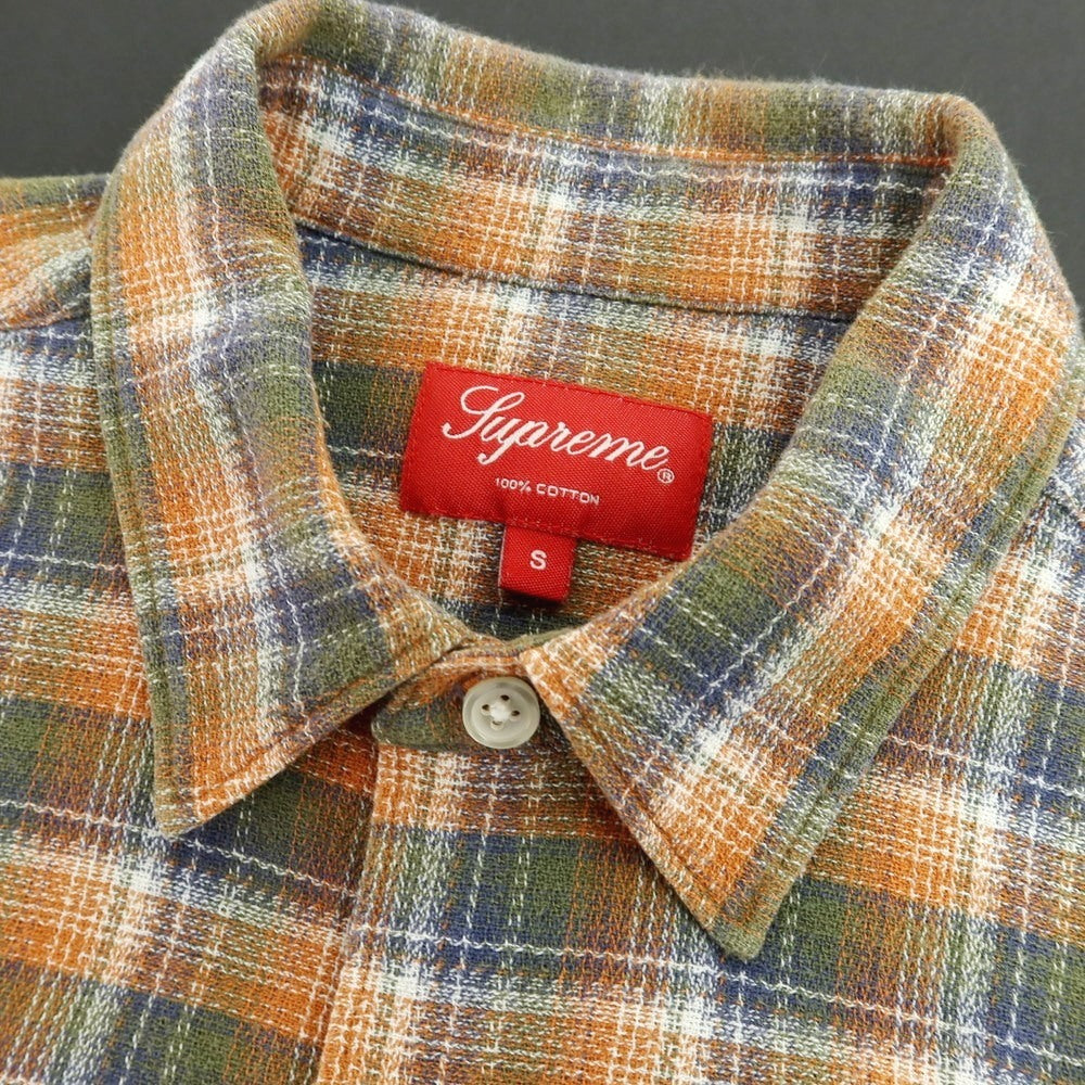【中古】シュプリーム Supreme 2022年春夏 Plaid S/S Shirt コットン チェック 半袖シャツ オレンジxオリーブ【サイズS】【 状態ランクB 】【 メンズ 】