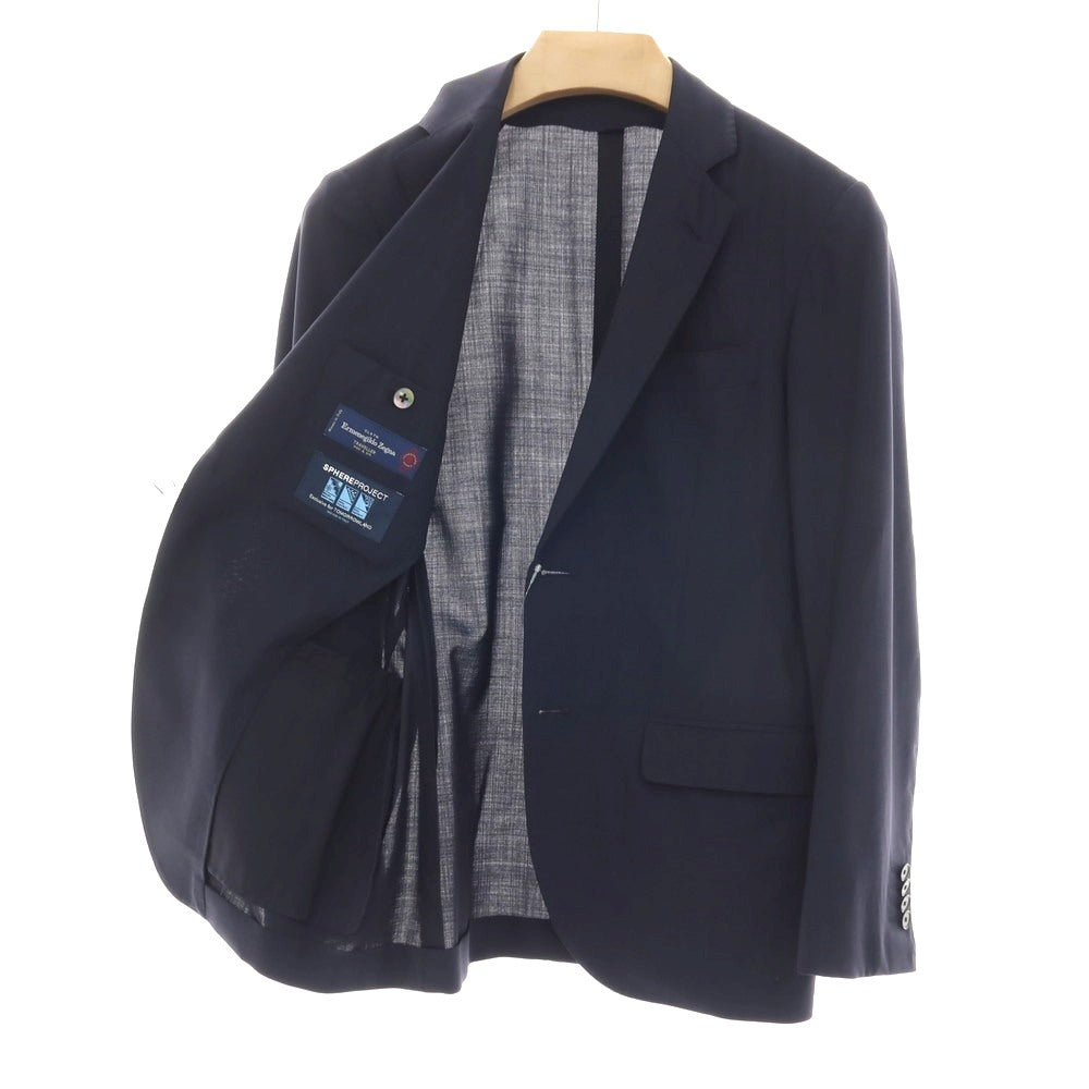 【中古】トゥモローランド TOMORROWLAND PILGRIM ウールシルク 2B テーラードジャケット ネイビー【サイズ42】【 状態ランクC 】【 メンズ 】