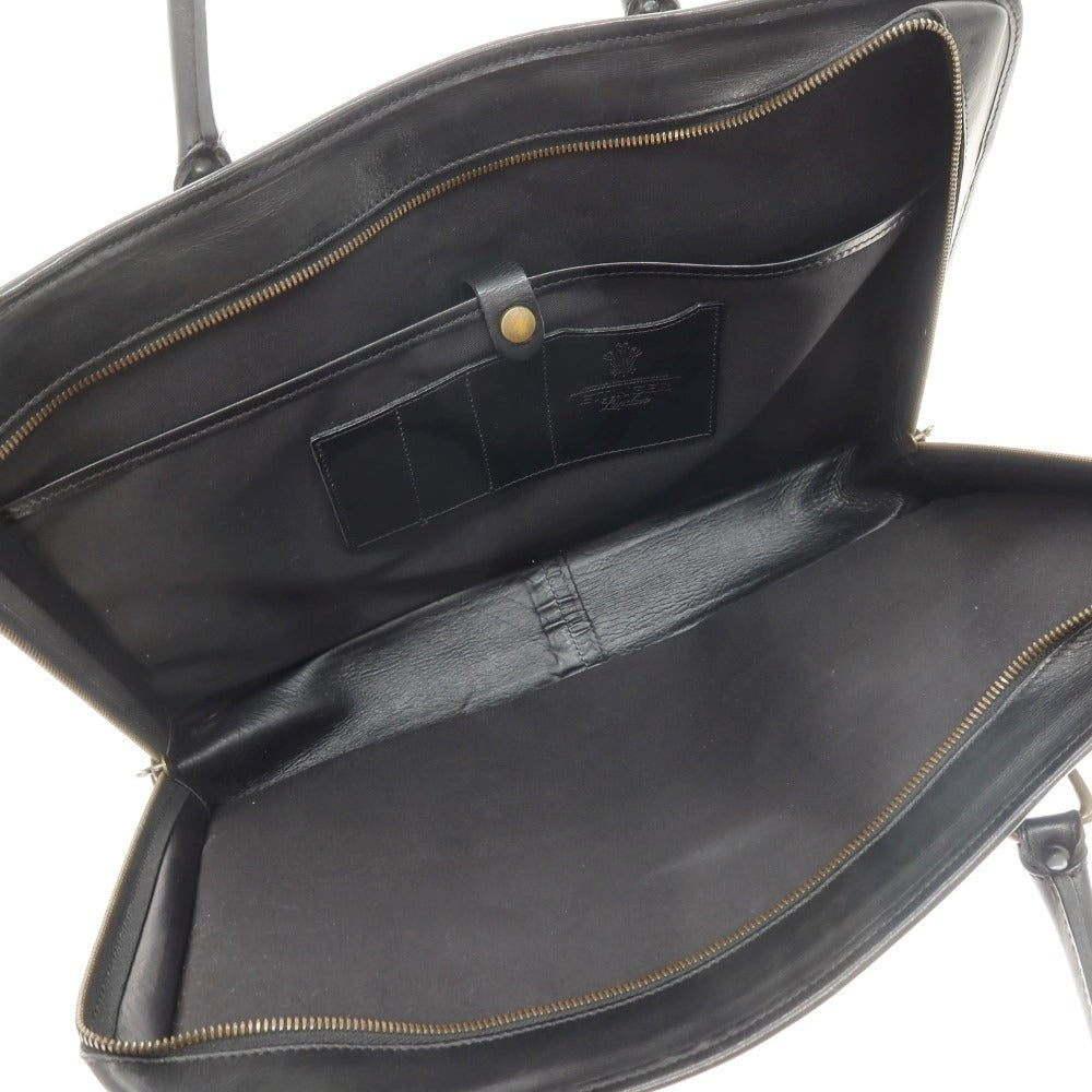 【中古】エッティンガー ETTINGER キャンバス レザー ブリーフケース ネイビーxブラック【 状態ランクC 】【 メンズ 】