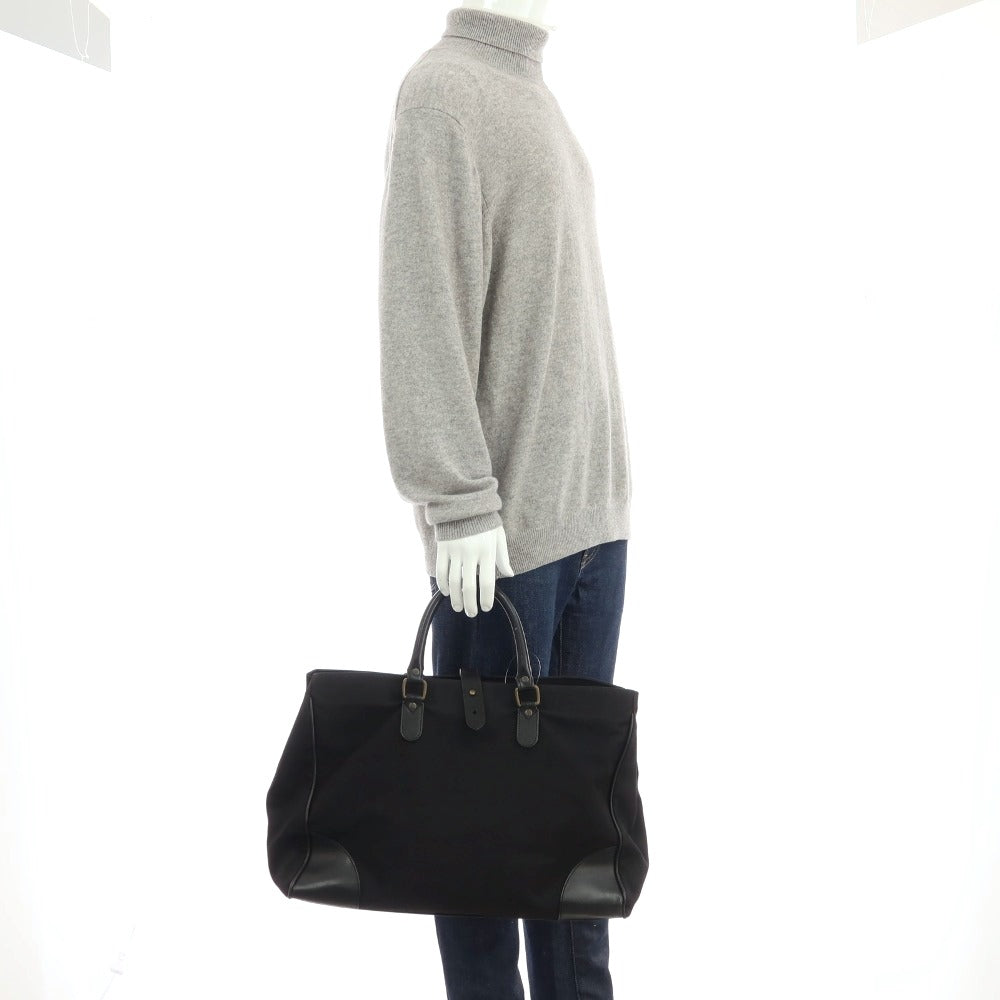 【中古】エッティンガー ETTINGER キャンバス レザー トートバッグ ブラック【 状態ランクC 】【 メンズ 】