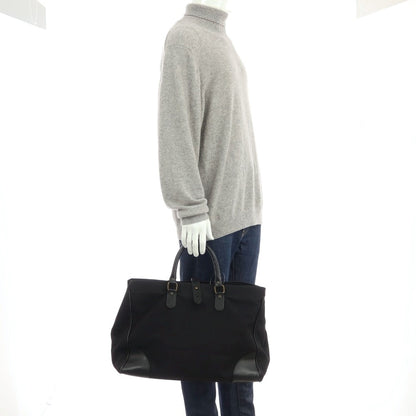 【中古】エッティンガー ETTINGER キャンバス レザー トートバッグ ブラック【 状態ランクC 】【 メンズ 】