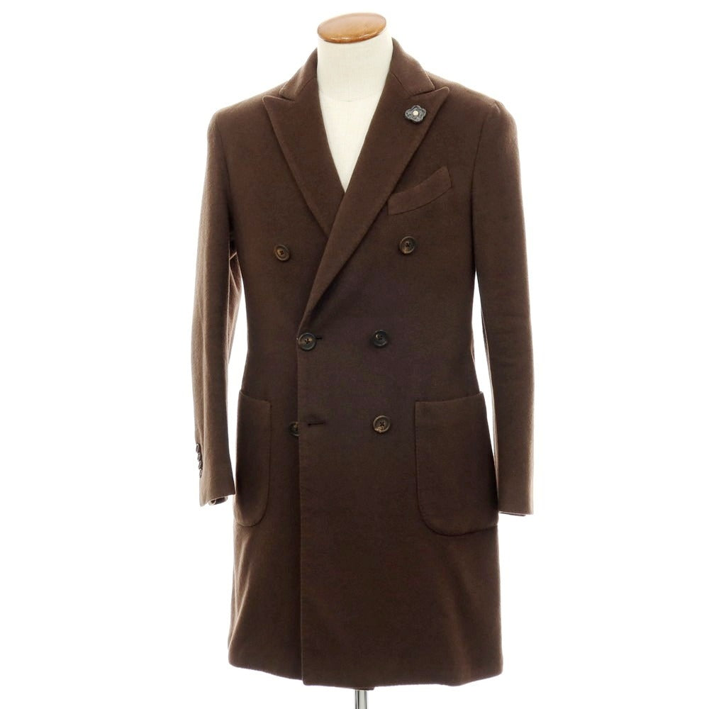 【中古】ラルディーニ LARDINI カシミヤ ダブルブレストコート ブラウン【サイズ46】【 状態ランクB 】【 メンズ 】