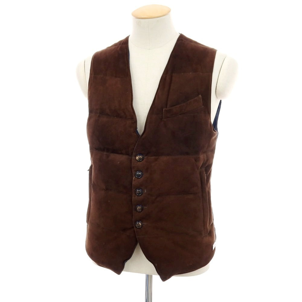 【中古】サマス SAMAS スエード ナイロン ダウンベスト ブラウンxネイビー【サイズ44】【 状態ランクC 】【 メンズ 】