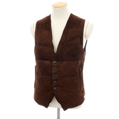 【中古】サマス SAMAS スエード ナイロン ダウンベスト ブラウンxネイビー【サイズ44】【 状態ランクC 】【 メンズ 】