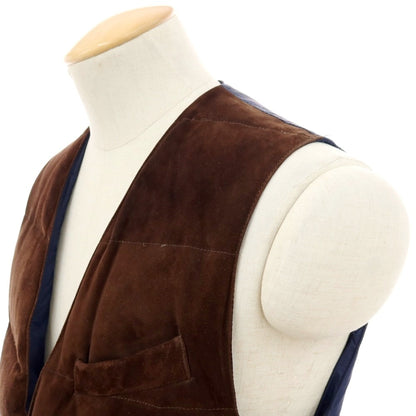 【中古】サマス SAMAS スエード ナイロン ダウンベスト ブラウンxネイビー【サイズ44】【 状態ランクC 】【 メンズ 】