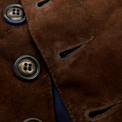 【中古】サマス SAMAS スエード ナイロン ダウンベスト ブラウンxネイビー【サイズ44】【 状態ランクC 】【 メンズ 】