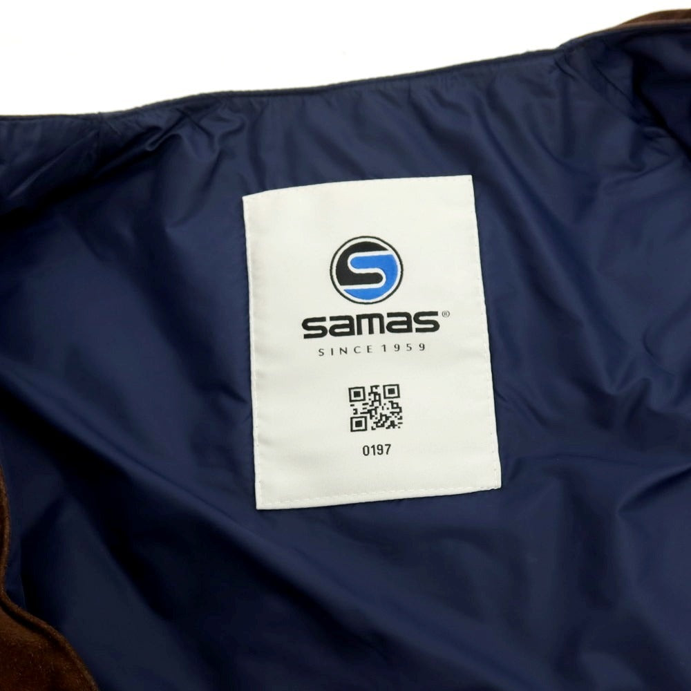 【中古】サマス SAMAS スエード ナイロン ダウンベスト ブラウンxネイビー【サイズ44】【 状態ランクC 】【 メンズ 】[APD]