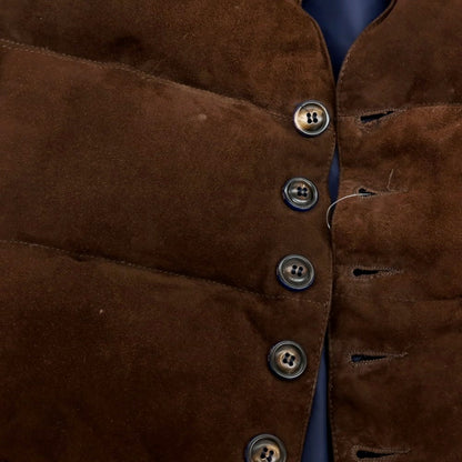 【中古】サマス SAMAS スエード ナイロン ダウンベスト ブラウンxネイビー【サイズ44】【 状態ランクC 】【 メンズ 】