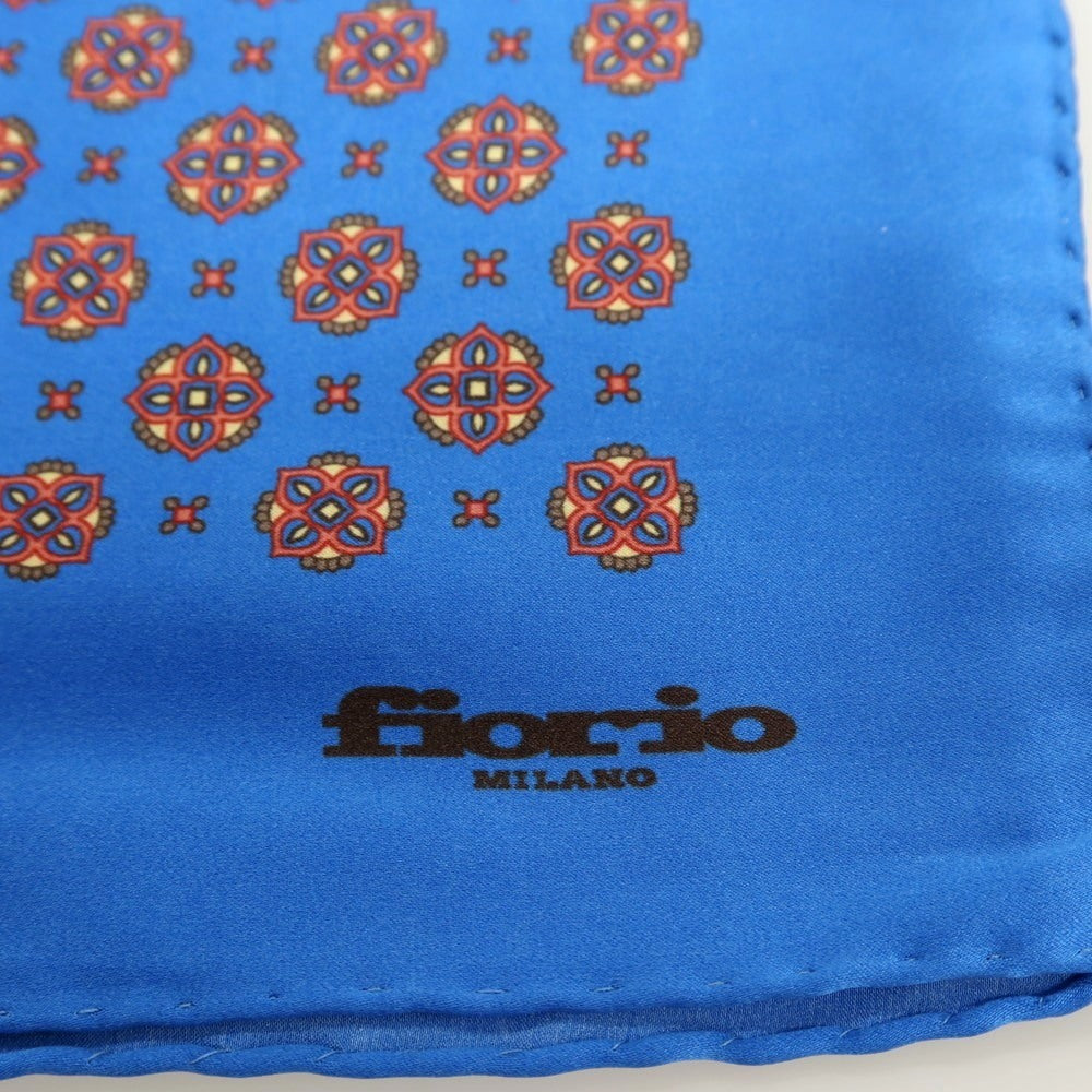 【中古】フィオリオ FIORIO シルク スカーフ ブルーxマルチカラー【 状態ランクB 】【 メンズ 】