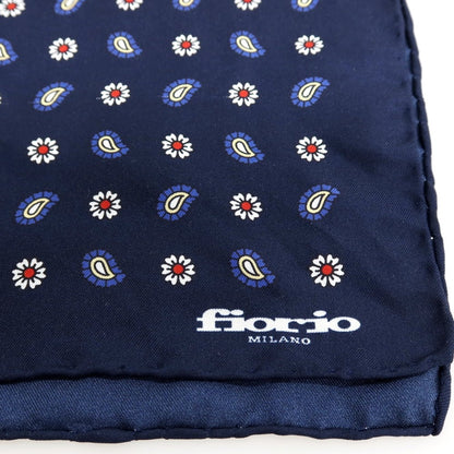 【中古】フィオリオ FIORIO シルク ポケットチーフ ネイビーxマルチカラー【 状態ランクB 】【 メンズ 】