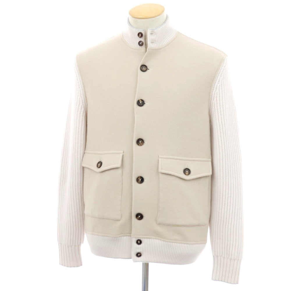 【中古】イレブンティ eleventy ウール ニット切替スイングトップ ベージュxペールピンク【サイズS】【 状態ランクB 】【 メンズ 】