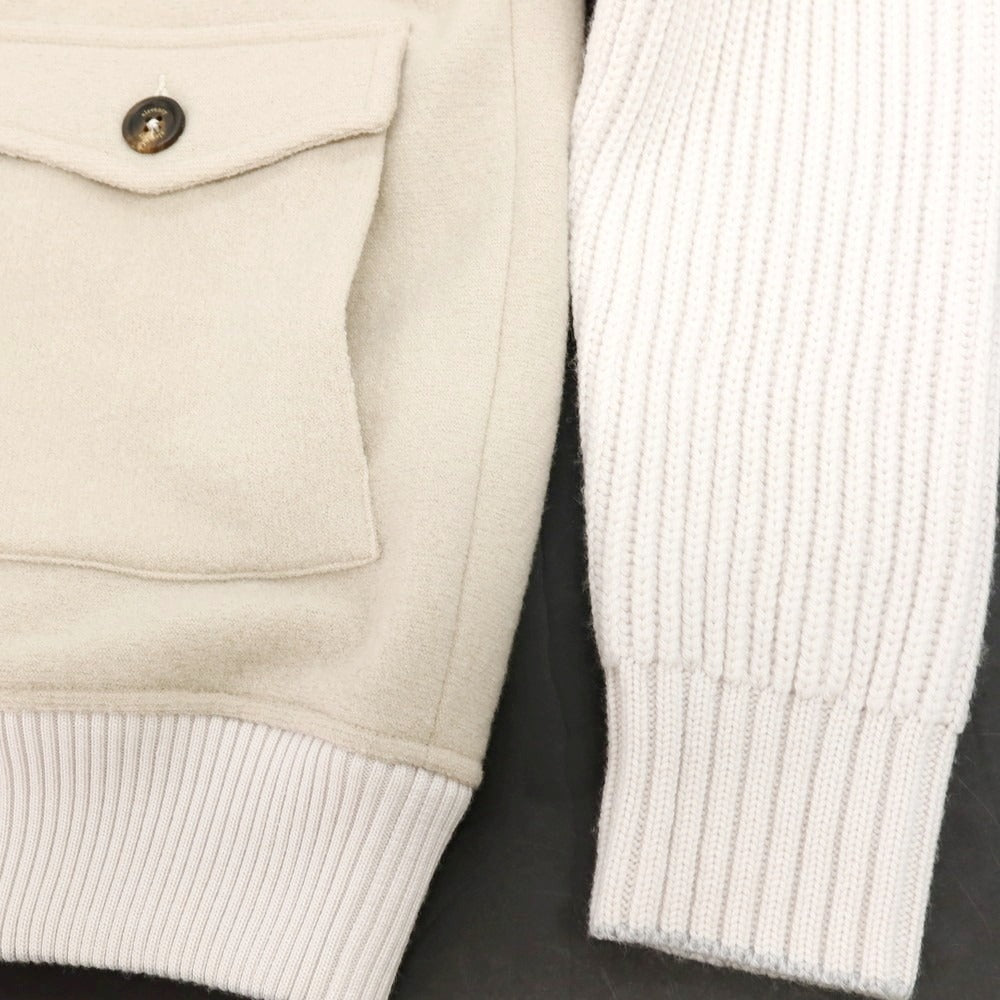 【中古】イレブンティ eleventy ウール ニット切替スイングトップ ベージュxペールピンク【サイズS】【 状態ランクB 】【 メンズ 】