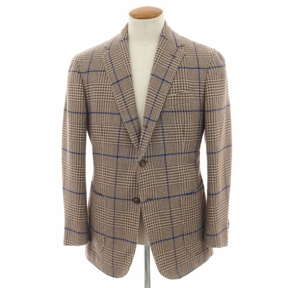【中古】スティレ ラティーノ STILE LATINO ウールコットン チェック テーラードジャケット ブラウンxネイビー系【サイズ48】【 状態ランクB 】【 メンズ 】