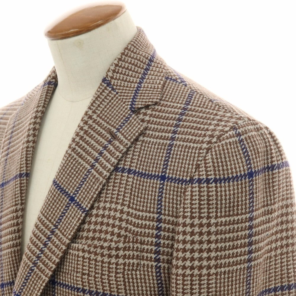 【中古】スティレ ラティーノ STILE LATINO ウールコットン チェック テーラードジャケット ブラウンxネイビー系【サイズ48】【 状態ランクB 】【 メンズ 】