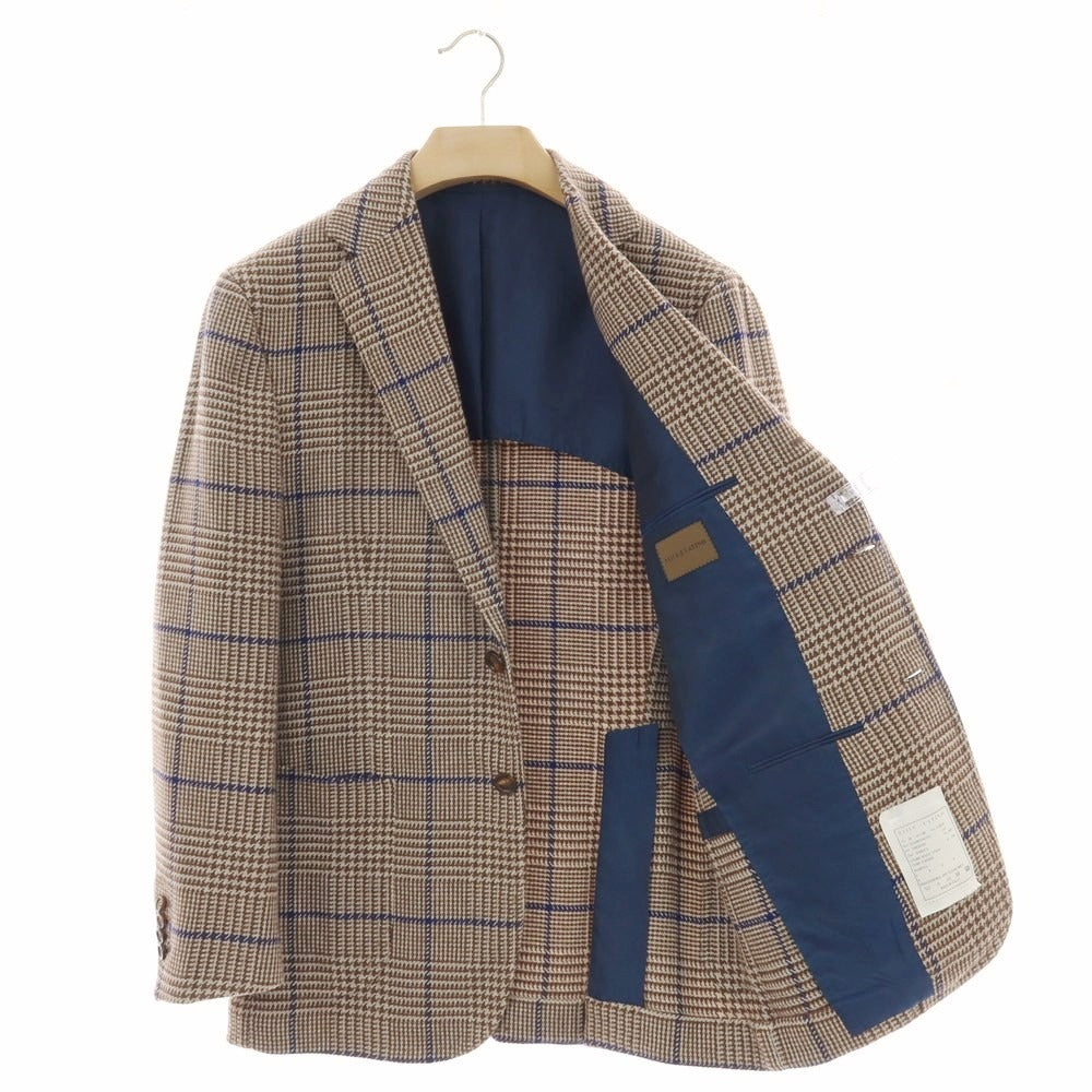 【中古】スティレ ラティーノ STILE LATINO ウールコットン チェック テーラードジャケット ブラウンxネイビー系【サイズ48】【 状態ランクB 】【 メンズ 】