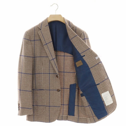 【中古】スティレ ラティーノ STILE LATINO ウールコットン チェック テーラードジャケット ブラウンxネイビー系【サイズ48】【 状態ランクB 】【 メンズ 】