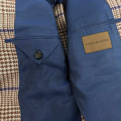 【中古】スティレ ラティーノ STILE LATINO ウールコットン チェック テーラードジャケット ブラウンxネイビー系【サイズ48】【 状態ランクB 】【 メンズ 】