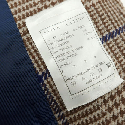 【中古】スティレ ラティーノ STILE LATINO ウールコットン チェック テーラードジャケット ブラウンxネイビー系【サイズ48】【 状態ランクB 】【 メンズ 】
