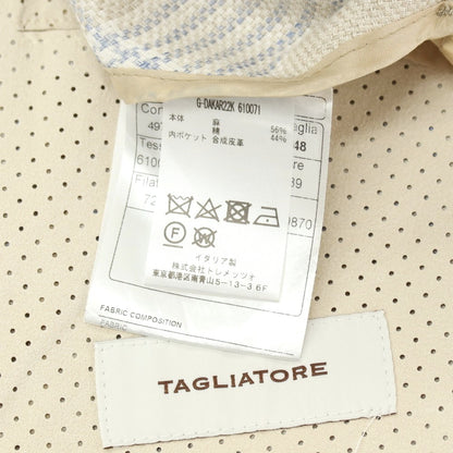 【SALE10%OFF/返品不可】【中古】タリアトーレ TAGLIATORE リネンコットン チェック 2B テーラードジャケット ベージュxブルー【 サイズ48 】【 状態ランクB 】【 メンズ 】