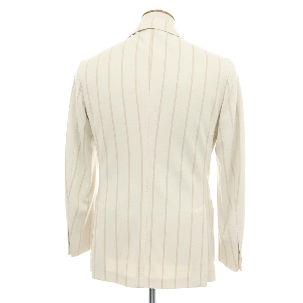 【中古】リングヂャケット RING JACKET ウールコットン ジャージー ストライプ 3B テーラードジャケット アイボリーxベージュ【サイズ46】【 状態ランクB 】【 メンズ 】[CPD]
