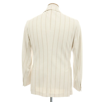 【中古】リングヂャケット RING JACKET ウールコットン ジャージー ストライプ 3B テーラードジャケット アイボリーxベージュ【サイズ46】【 状態ランクB 】【 メンズ 】