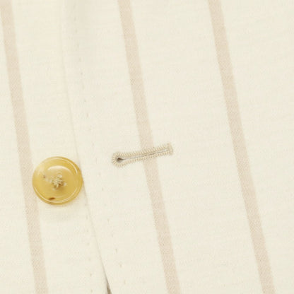 【中古】リングヂャケット RING JACKET ウールコットン ジャージー ストライプ 3B テーラードジャケット アイボリーxベージュ【サイズ46】【 状態ランクB 】【 メンズ 】