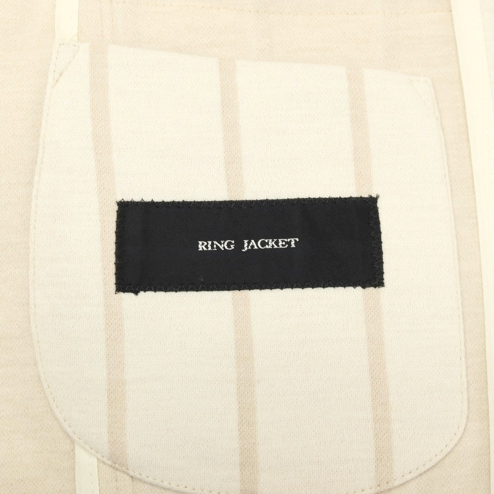 【中古】リングヂャケット RING JACKET ウールコットン ジャージー ストライプ 3B テーラードジャケット アイボリーxベージュ【サイズ46】【 状態ランクB 】【 メンズ 】[CPD]