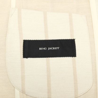 【中古】リングヂャケット RING JACKET ウールコットン ジャージー ストライプ 3B テーラードジャケット アイボリーxベージュ【サイズ46】【 状態ランクB 】【 メンズ 】
