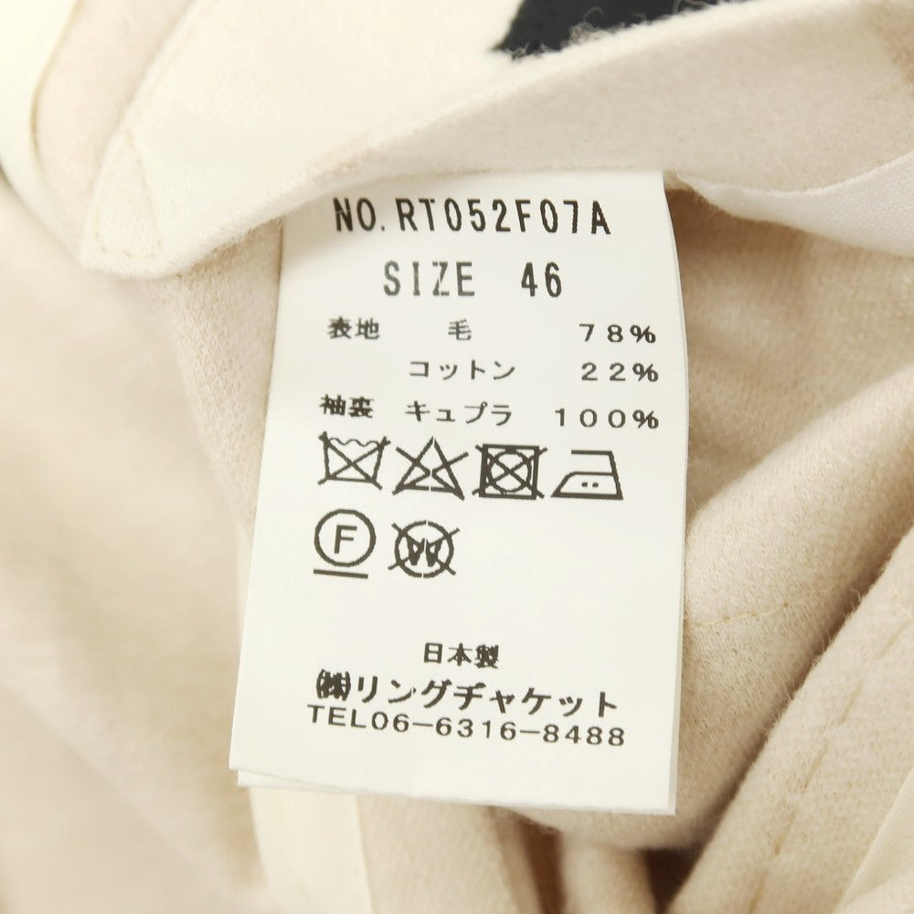 【中古】リングヂャケット RING JACKET ウールコットン ジャージー ストライプ 3B テーラードジャケット アイボリーxベージュ【サイズ46】【 状態ランクB 】【 メンズ 】[CPD]