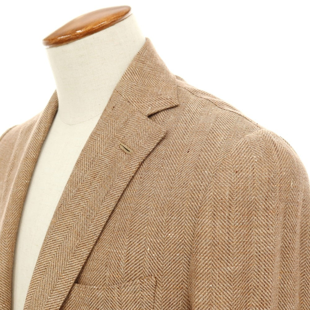 【中古】ルイジ ボレッリ Luigi Borrelli PROCIDA リネンウール ヘリンボーン 3B テーラードジャケット ブラウン【サイズ46】【 状態ランクB 】【 メンズ 】