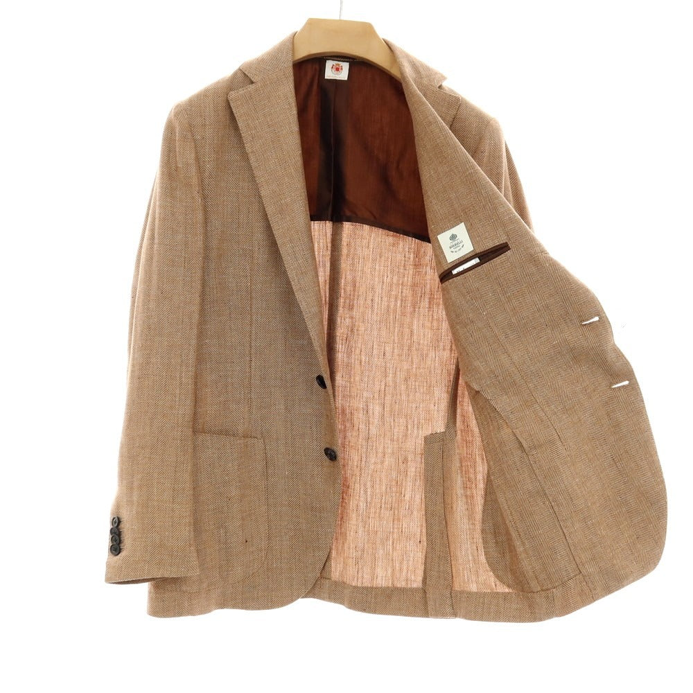 【中古】ルイジ ボレッリ Luigi Borrelli PROCIDA リネンウール ヘリンボーン 3B テーラードジャケット ブラウン【サイズ46】【 状態ランクB 】【 メンズ 】