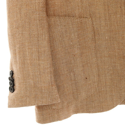 【中古】ルイジ ボレッリ Luigi Borrelli PROCIDA リネンウール ヘリンボーン 3B テーラードジャケット ブラウン【サイズ46】【 状態ランクB 】【 メンズ 】