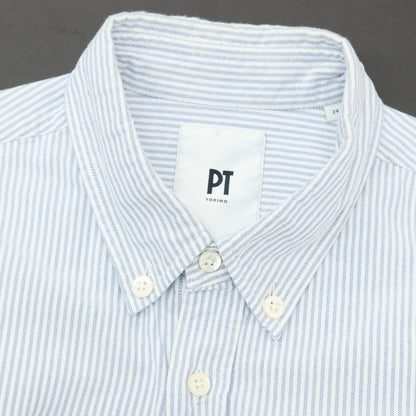 【中古】ピーティートリノ PT TORINO オックスフォード ストライプ ボタンダウンシャツ ライトブルーxホワイト【サイズ39】【 状態ランクB 】【 メンズ+A16 】