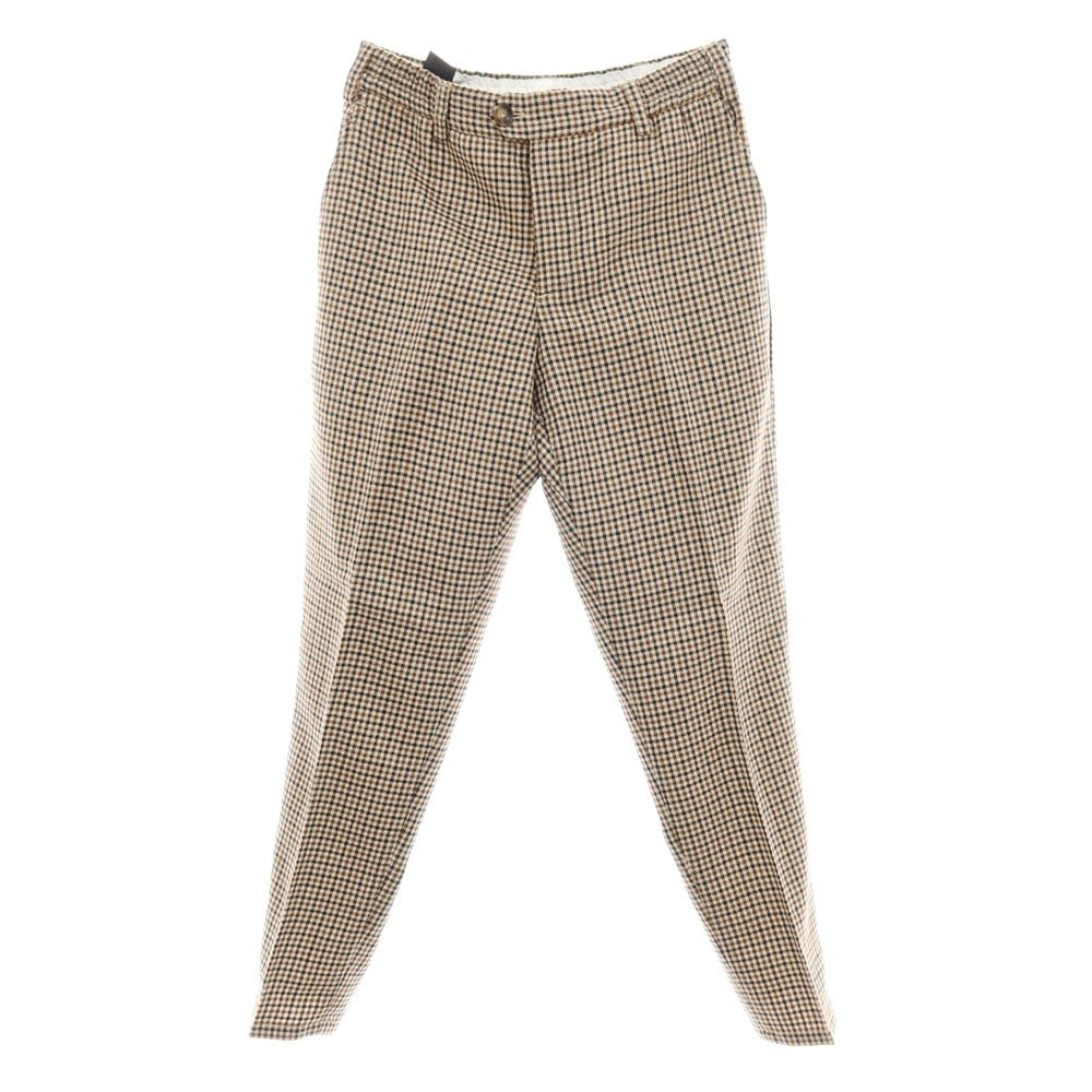 【中古】ピーティートリノ PT TORINO THE REBEL ウール ハウンドトゥース柄 イージースラックスパンツ ブラウン系【サイズ32】【 状態ランクC 】【 メンズ 】