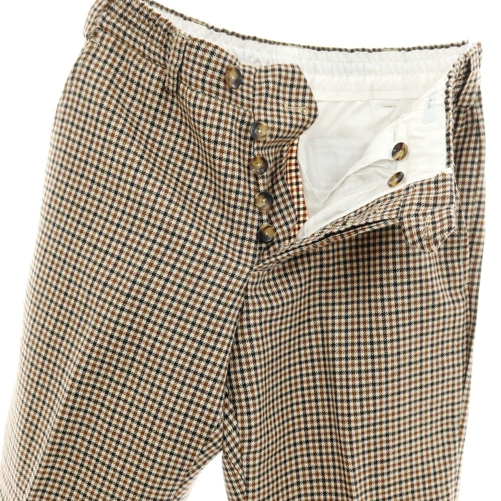 【中古】ピーティートリノ PT TORINO THE REBEL ウール ハウンドトゥース柄 イージースラックスパンツ ブラウン系【サイズ32】【 状態ランクC 】【 メンズ 】