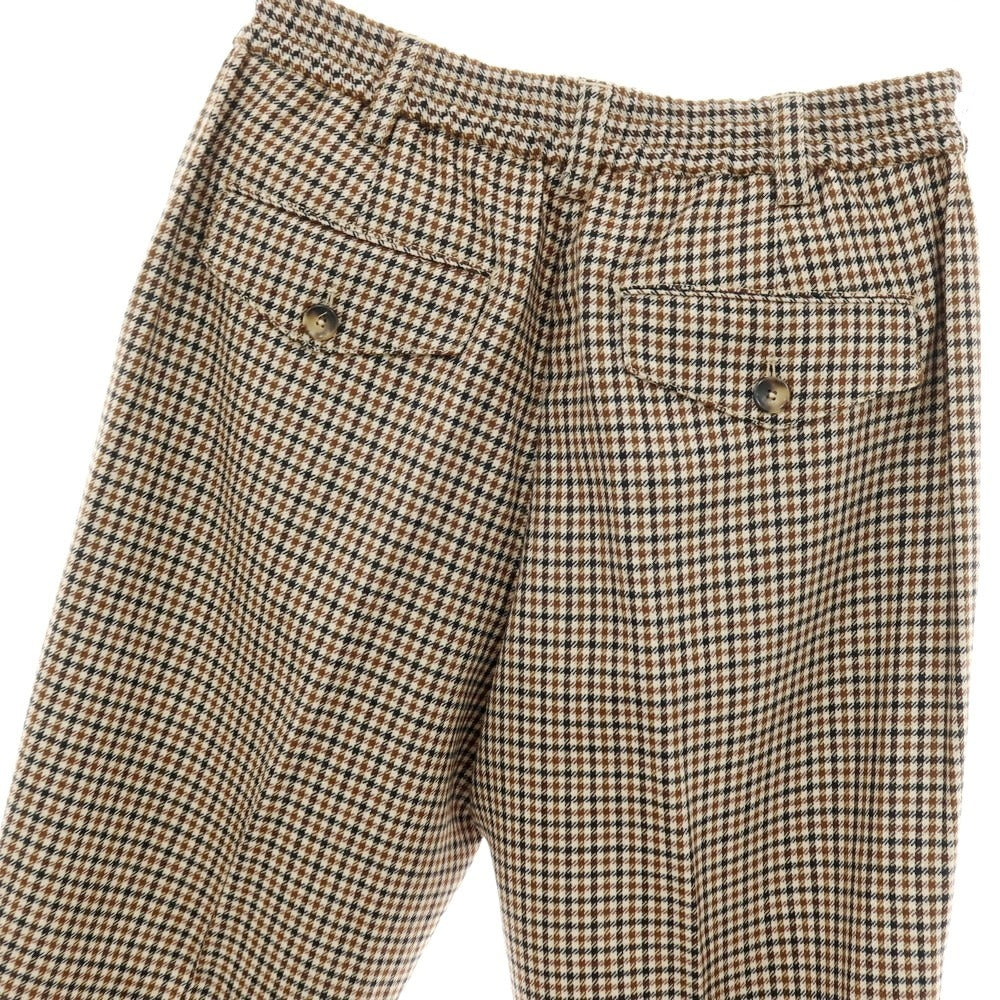 【中古】ピーティートリノ PT TORINO THE REBEL ウール ハウンドトゥース柄 イージースラックスパンツ ブラウン系【サイズ32】【 状態ランクC 】【 メンズ 】