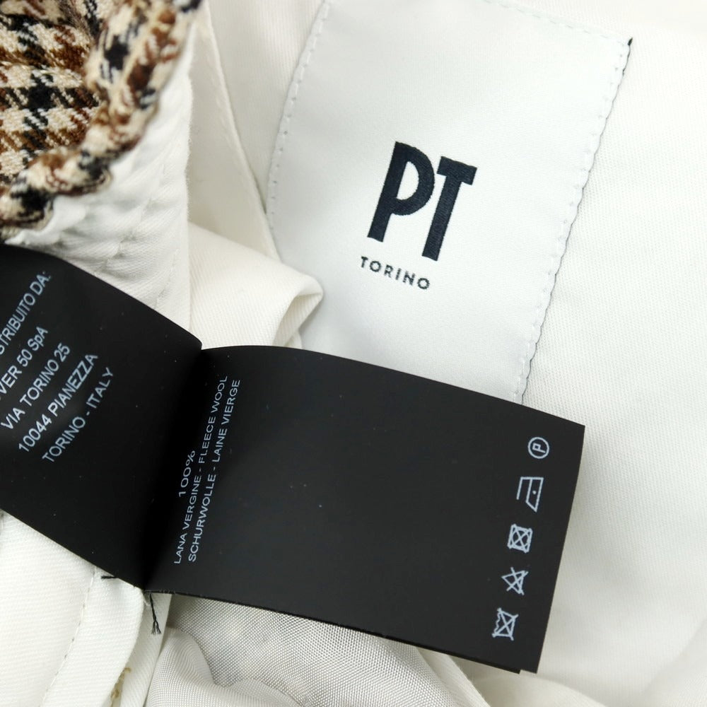 【中古】ピーティートリノ PT TORINO THE REBEL ウール ハウンドトゥース柄 イージースラックスパンツ ブラウン系【サイズ32】【 状態ランクC 】【 メンズ 】