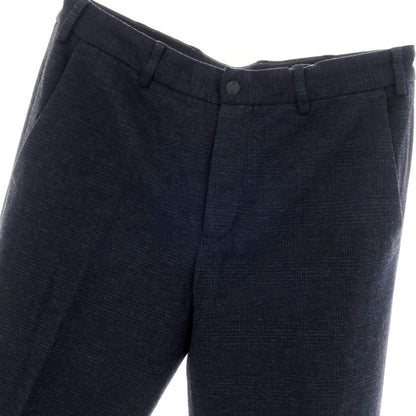 【中古】ピーティートリノ PT TORINO DELTA レーヨンナイロン チェック リブ カジュアルスラックスパンツ ネイビー【サイズ48】【 状態ランクB 】【 メンズ 】