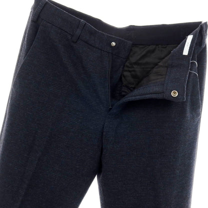 【中古】ピーティートリノ PT TORINO DELTA レーヨンナイロン チェック リブ カジュアルスラックスパンツ ネイビー【サイズ48】【 状態ランクB 】【 メンズ 】