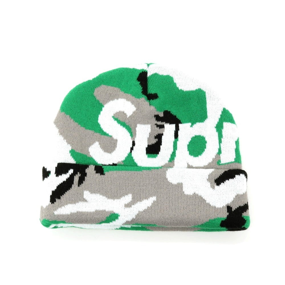 【中古】シュプリーム Supreme 2025年秋冬 Camo Big Logo Beanie ニットキャップ グリーンxグレー【サイズ58cm（ONE SIZE）】【 状態ランクA 】【 メンズ 】
